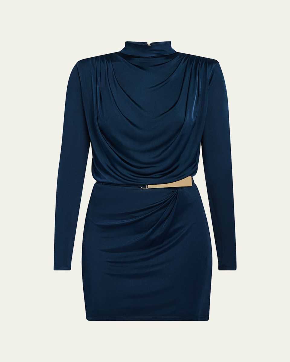Dorina Draped Mock-Neck Mini Dress